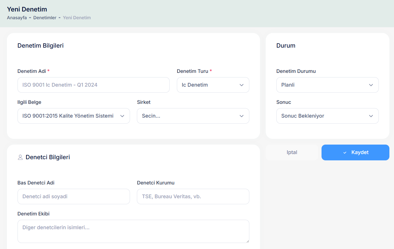 Denetim İzi Ekranı